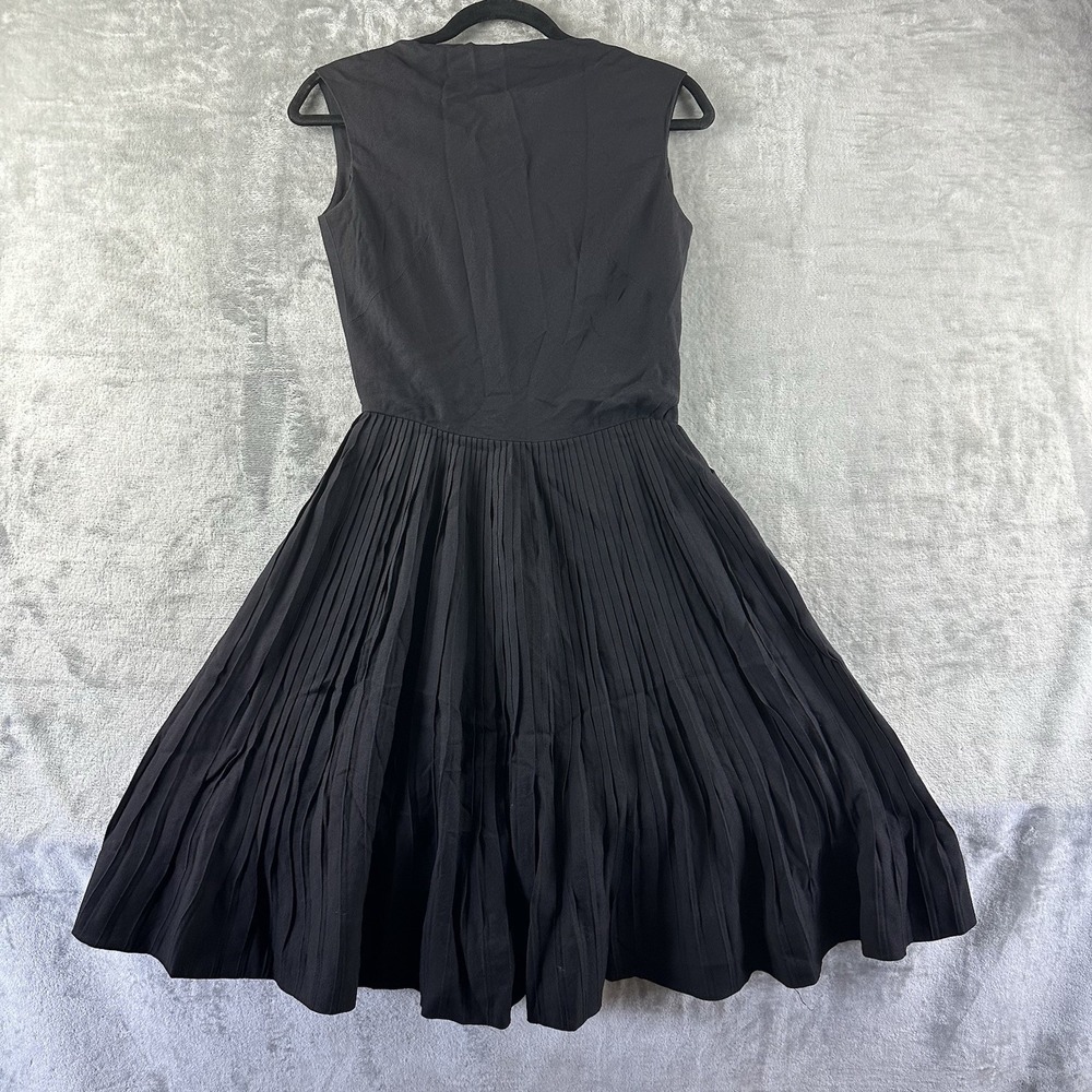 VTG Mancini Dress Women's XS Black Sleeveless Pleated Skirt Fitted Bodice